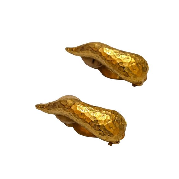 Vintage 80s Alexis Lahellec Paris NOS Gilt Gold Swirl Clip Earrings (A9043) - Picture 2 of 6